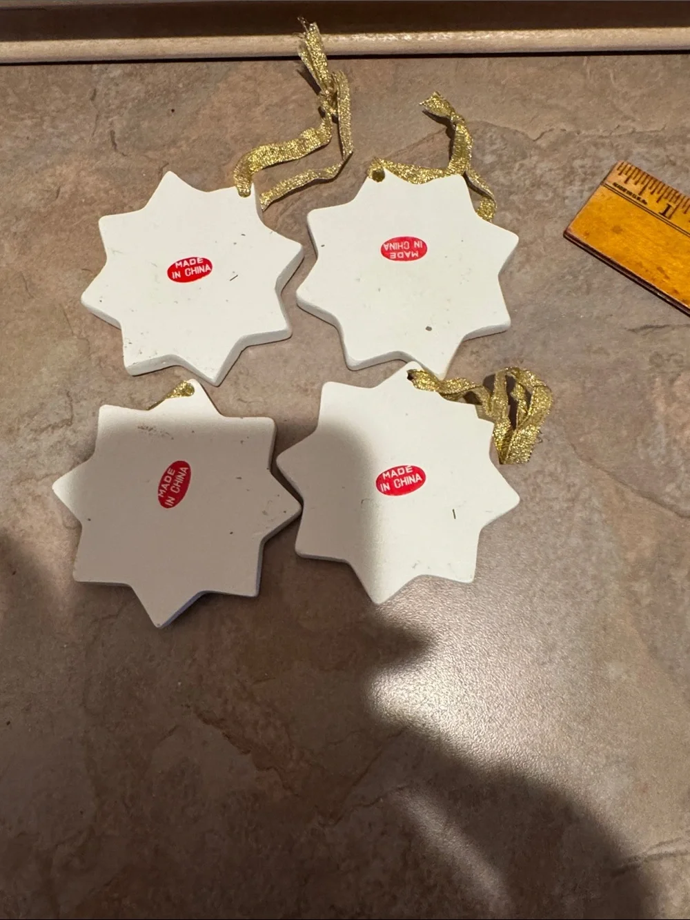 Holiday Star Ornament Set - White & Gold 